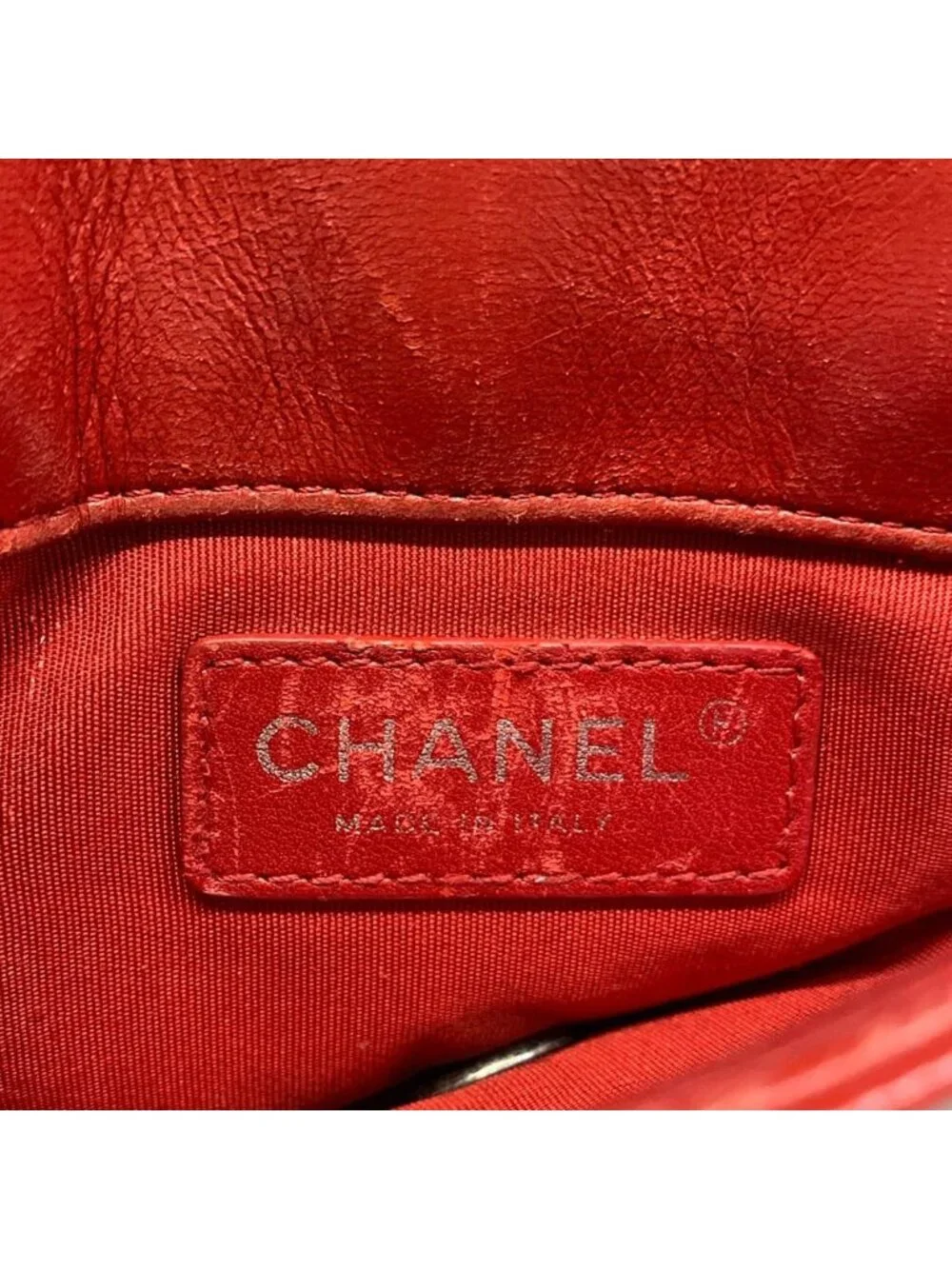 Chanel Shoulder Bag Quilted Red Silver Chain Lambskin